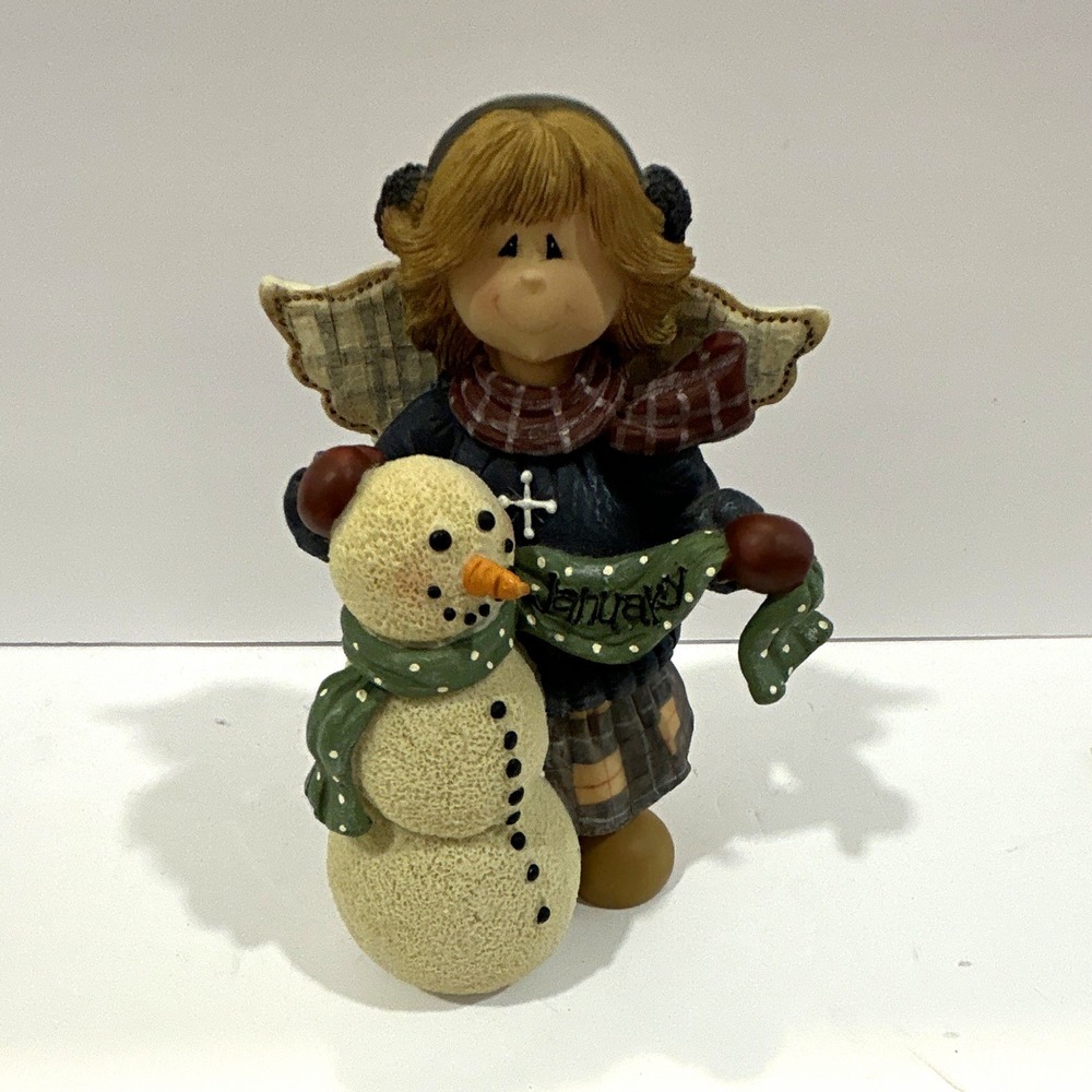 Clay Mountain Exclusives Designs Christmas Angel Girl Snowman Resin Figurine